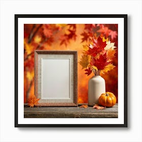 An Autumnal Scene Captured In Ultra Realistic Detail Showcases A Leaf Of Vibrant Orange Hue Profoun (6) Art Print