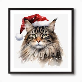 Santa Claus Cat 5 Art Print