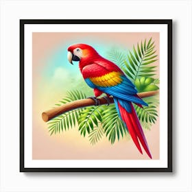 Parrot On A Branch 1 Art Print