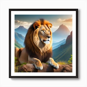 Lion In The Mountains Art Print