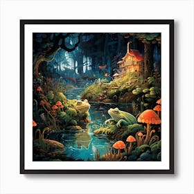 Frogs In The Forest 2 Art Print