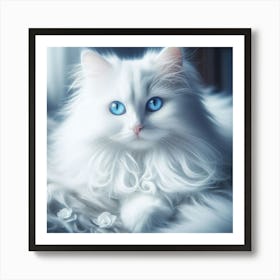 White Cat With Blue Eyes 1 Art Print