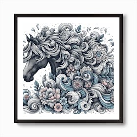 A curly wave of horse hair 1 Art Print