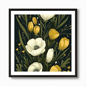 Yellow And White Flowers Art Print