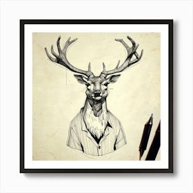 Deer Drawing 7 Art Print