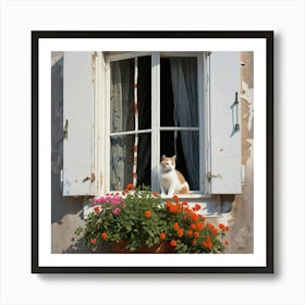 Cat In A Window Art Print