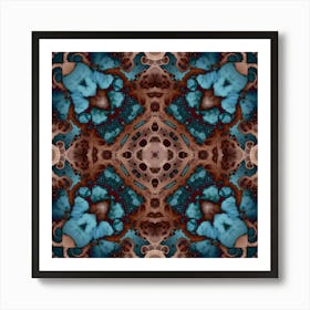 Abstract Kaleidoscope Blue Glow 1 Art Print