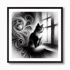 Cat In The Window Art Print