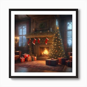 Christmas In The Living Room 41 Art Print