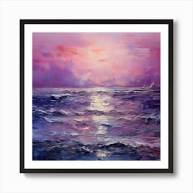 Monet's Seawater Melody: Purple Dreamscape Art Print