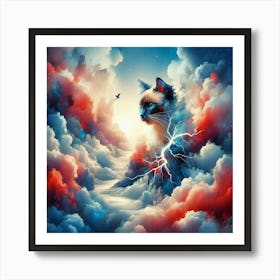 Siamese Cat In The Clouds Affiche