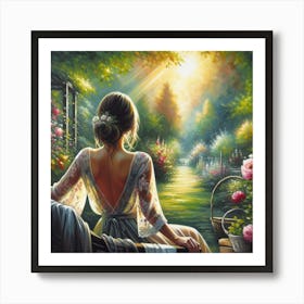 Gardener girl into the garden Art Print