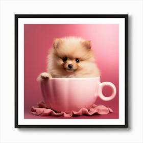 Pomeranian Puppy In A Cup 1 Art Print