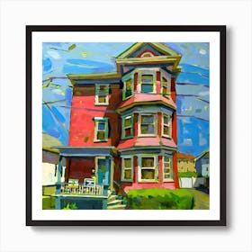 Red House On The Corner Art Print