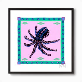 Black Octopus Square Art Print