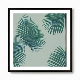 Bali Palm Leaves Blue And Gree Art Print