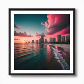 Sunset In Miami Art Print
