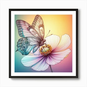 Line Art butterfly Art Print