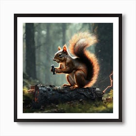 Squirrel In The Woods 20 Art Print