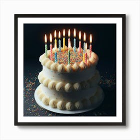 Birthday Cake With Candles 4 Art Print