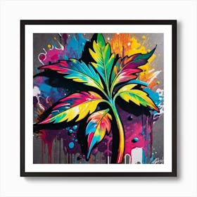 Colorful Marijuana Leaf 3 Art Print