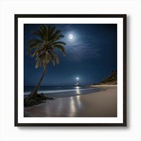 Full Moon On The Beach 6 Art Print