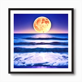 Full Moon Over The Ocean 17 Art Print