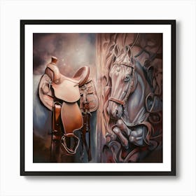 Horse And Saddle Art Print