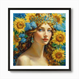 Queen Of Sunflowers yi Art Print