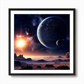 Planet Star Galaxy Nebula Comet Meteor Asteroid Blackhole Moon Orbit Gravity Constellat (1) Art Print