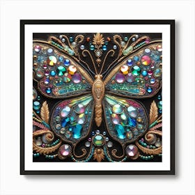 Butterfly embroidered with beads 1 Art Print