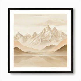 Mountain Range Beige landscape Art Print