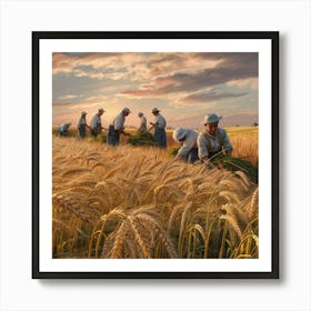 Harvesters In The Wheat Field Art Print