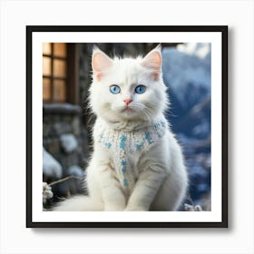 White Cat With Blue Eyes Art Print