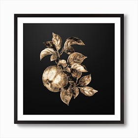 Gold Botanical Apple on Wrought Iron Black n.0394 Art Print