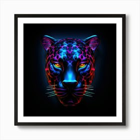 Neon Leopard Head 2 Poster