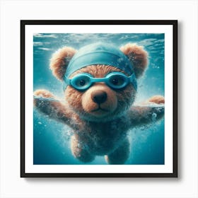 Teddy Bear Swimming 3 Art Print