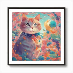 Cat In Flowers 3 Art Print