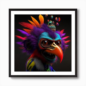 Leonardo Creative A 3d Hd Colorful Bird On A Black Background 0 Art Print