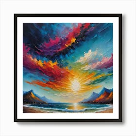 Sunset On The Beach art painting Art Print