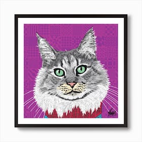 Huck Maine Coon Square Art Print