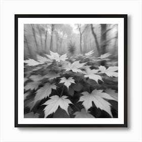 Black And White Leaves In The Forest Art Print