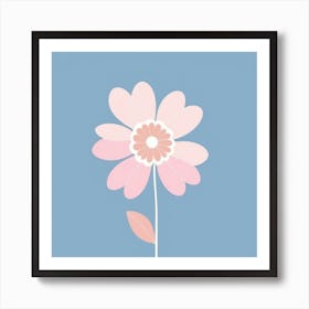 A White And Pink Flower In Minimalist Style Square Composition 621 Art Print