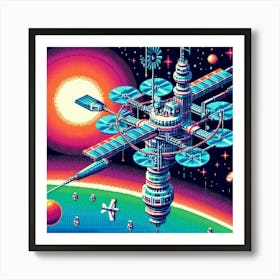 8-bit space station 1 Art Print