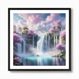 Sakura Waterfall Art Print