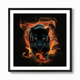 Panther In Flames Art Print