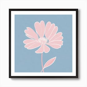 A White And Pink Flower In Minimalist Style Square Composition 84 Art Print