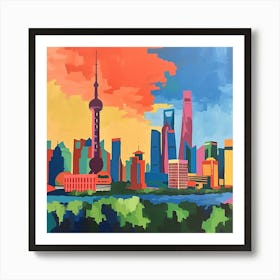 Abstract Travel Collection Shanghai China 1 Art Print