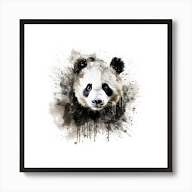 Panda Sketch With Ink Splash Effect 1 Art Print