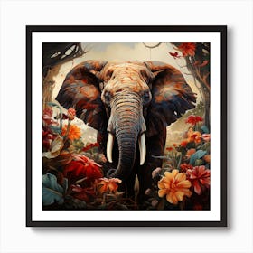 Elephant In The Jungle Art Print